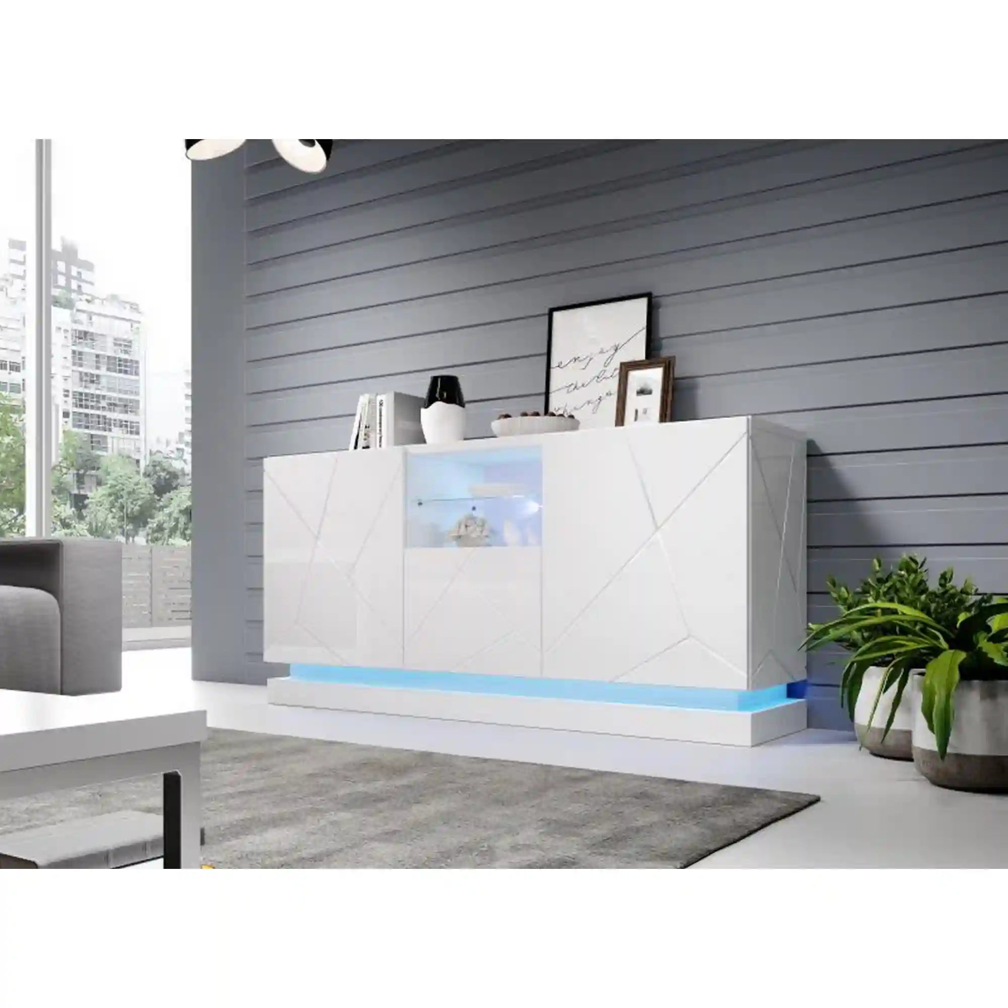 Comoda QIU, alb, 150x42x75 cm