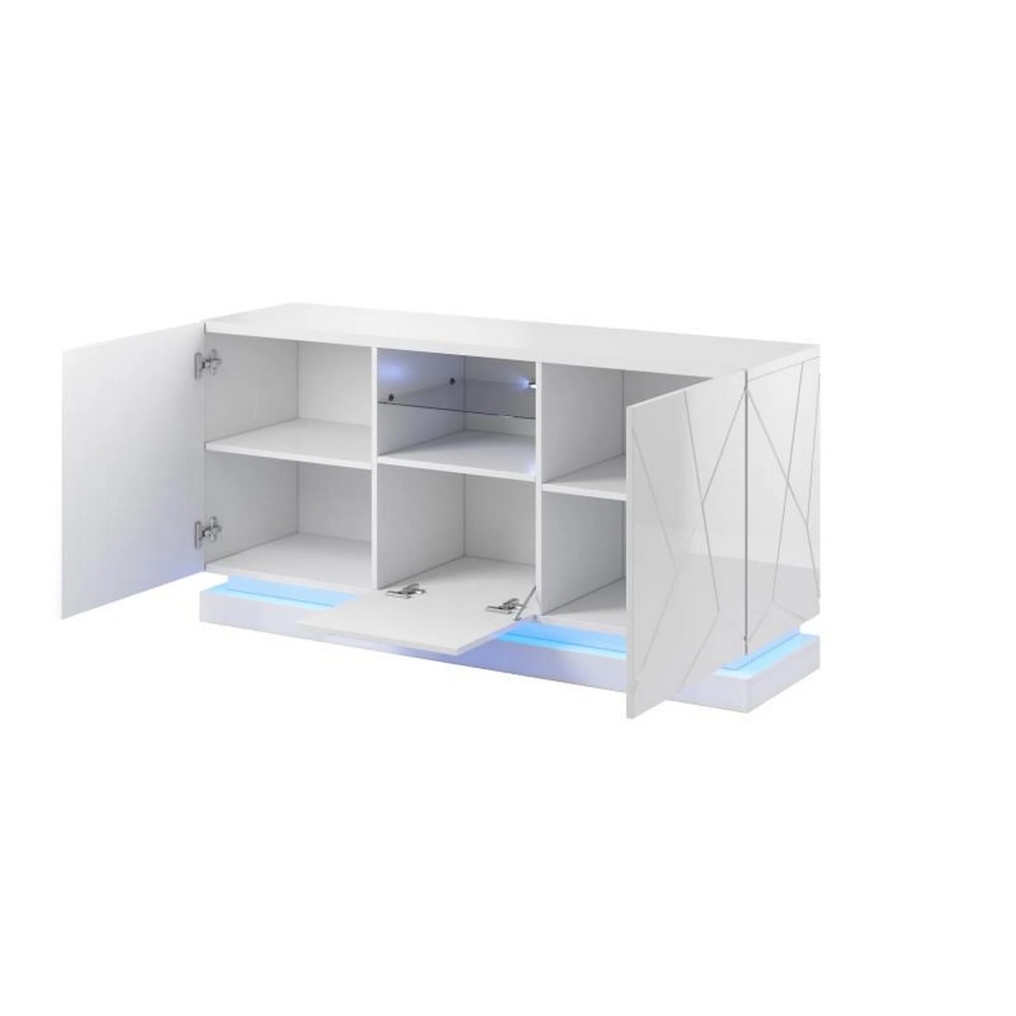 Comoda QIU, alb, 150x42x75 cm