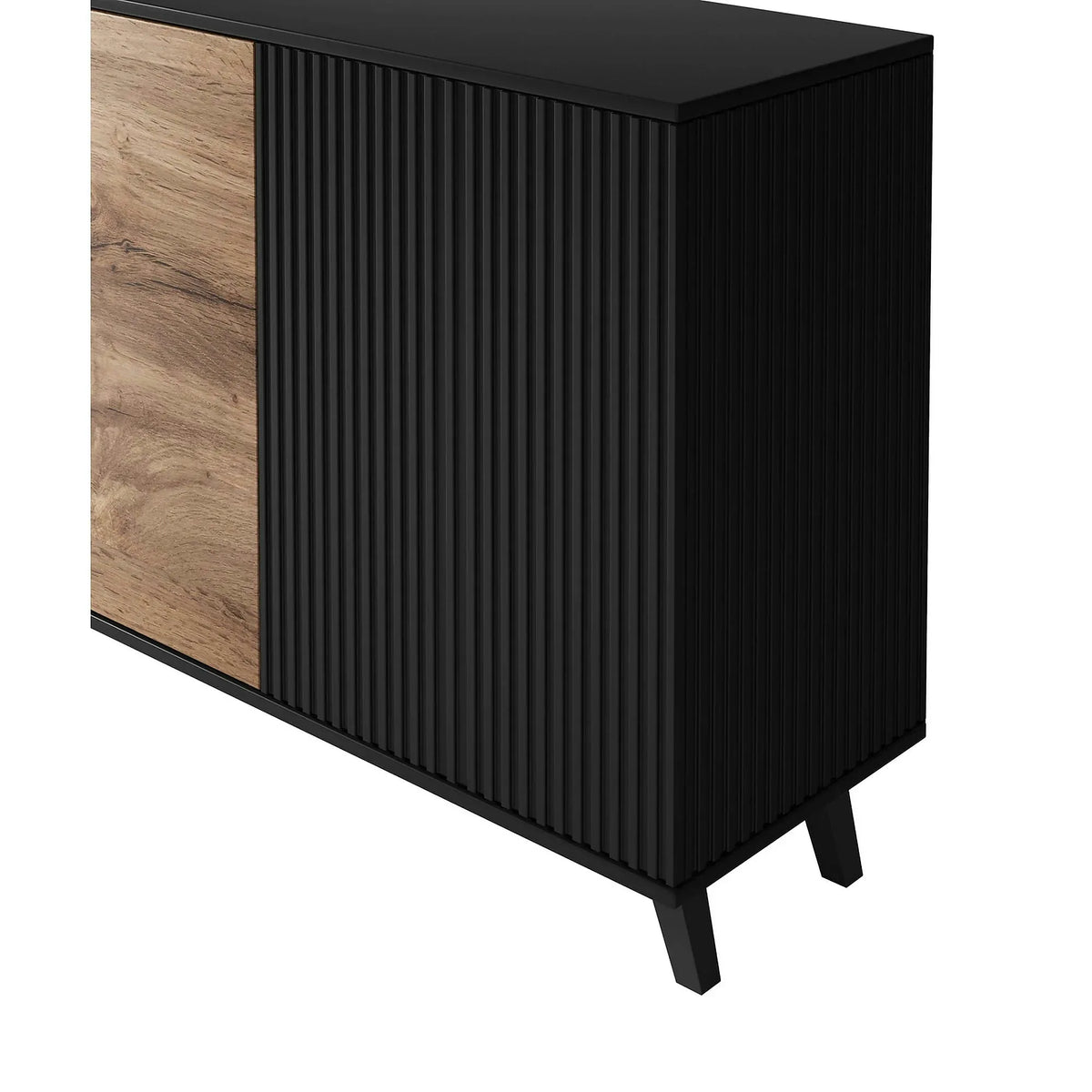 Comoda RANDOM KM-1, stejar wotan/negru, PAL furniruit, 160x40x82 cm