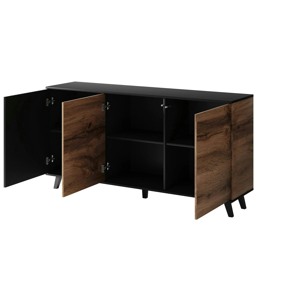 Comoda RANDOM KM-1, stejar wotan/negru, PAL furniruit, 160x40x82 cm