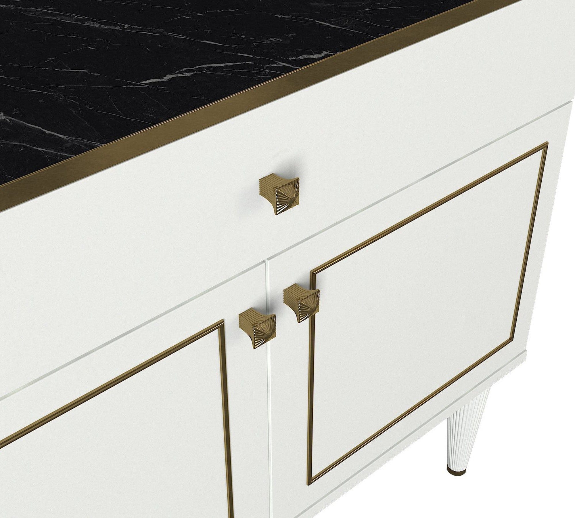 Comoda RAVENNA, alb/negru cu efect de marmura, PAL melaminat, 90x45x76 cm