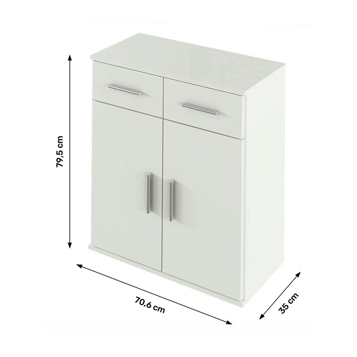 Comoda RESITA TYP 2, alb, DTD laminat, 71x35x80 cm