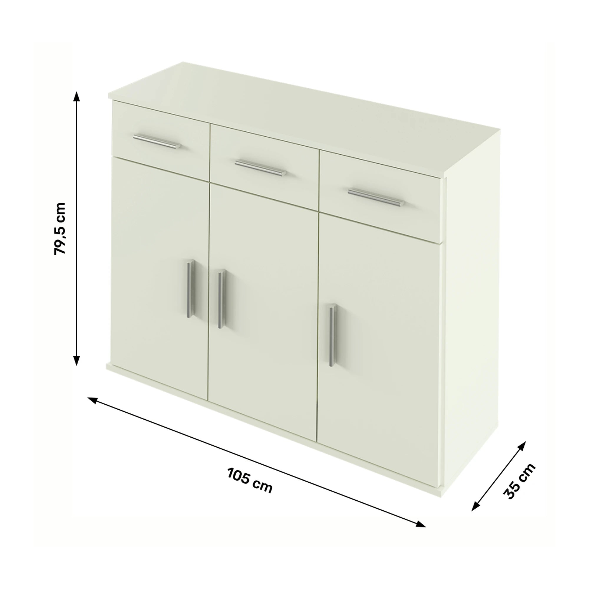 Comoda RESITA TYP 3, alb, DTD laminat, 105x35x80 cm