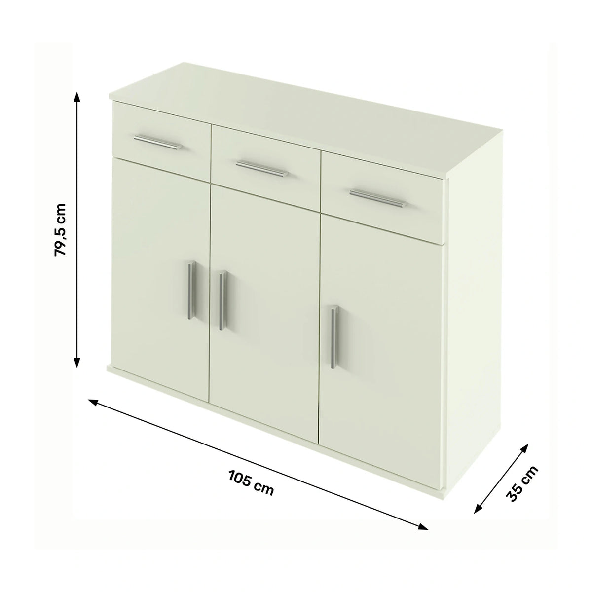 Comoda RESITA TYP 3, alb, DTD laminat, 105x35x80 cm
