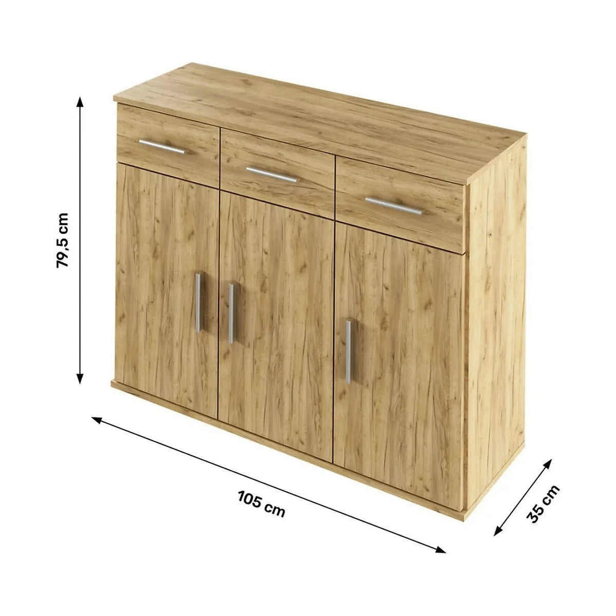 Comoda RESITA TYP 3, stejar artisan, DTD laminat, 105x35x80 cm