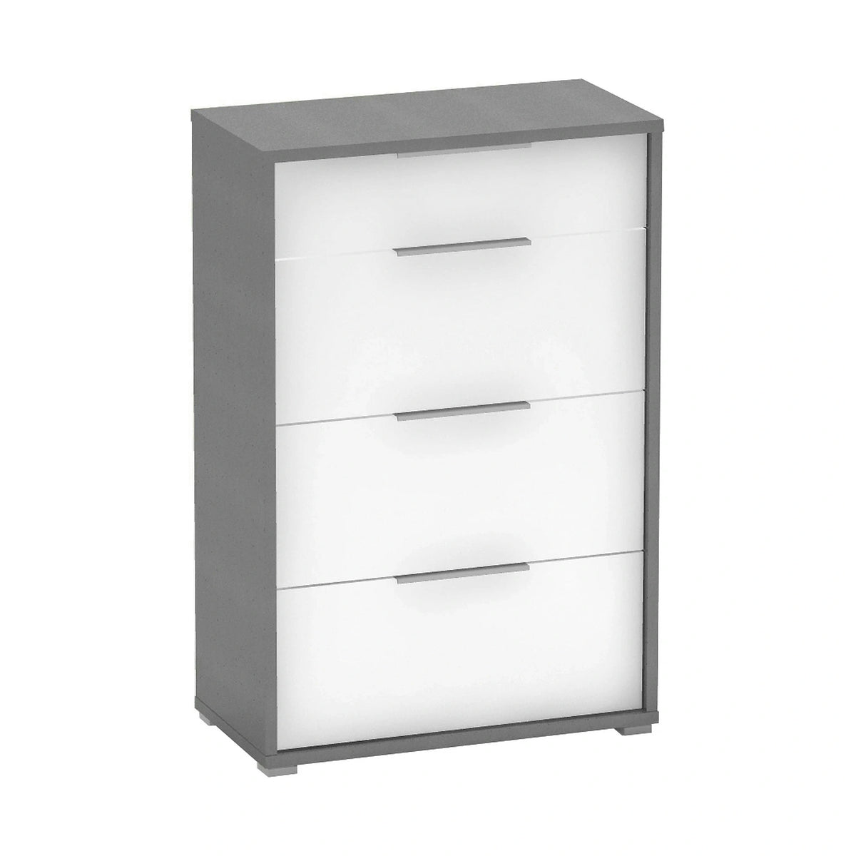 Comoda RIOMA NEW TIPUL 22, gri grafit/alb, PAL laminat/metal, 75x38x112 cm
