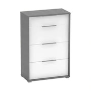 Comoda RIOMA NEW TIPUL 22, gri grafit/alb, PAL laminat/metal, 75x38x112 cm