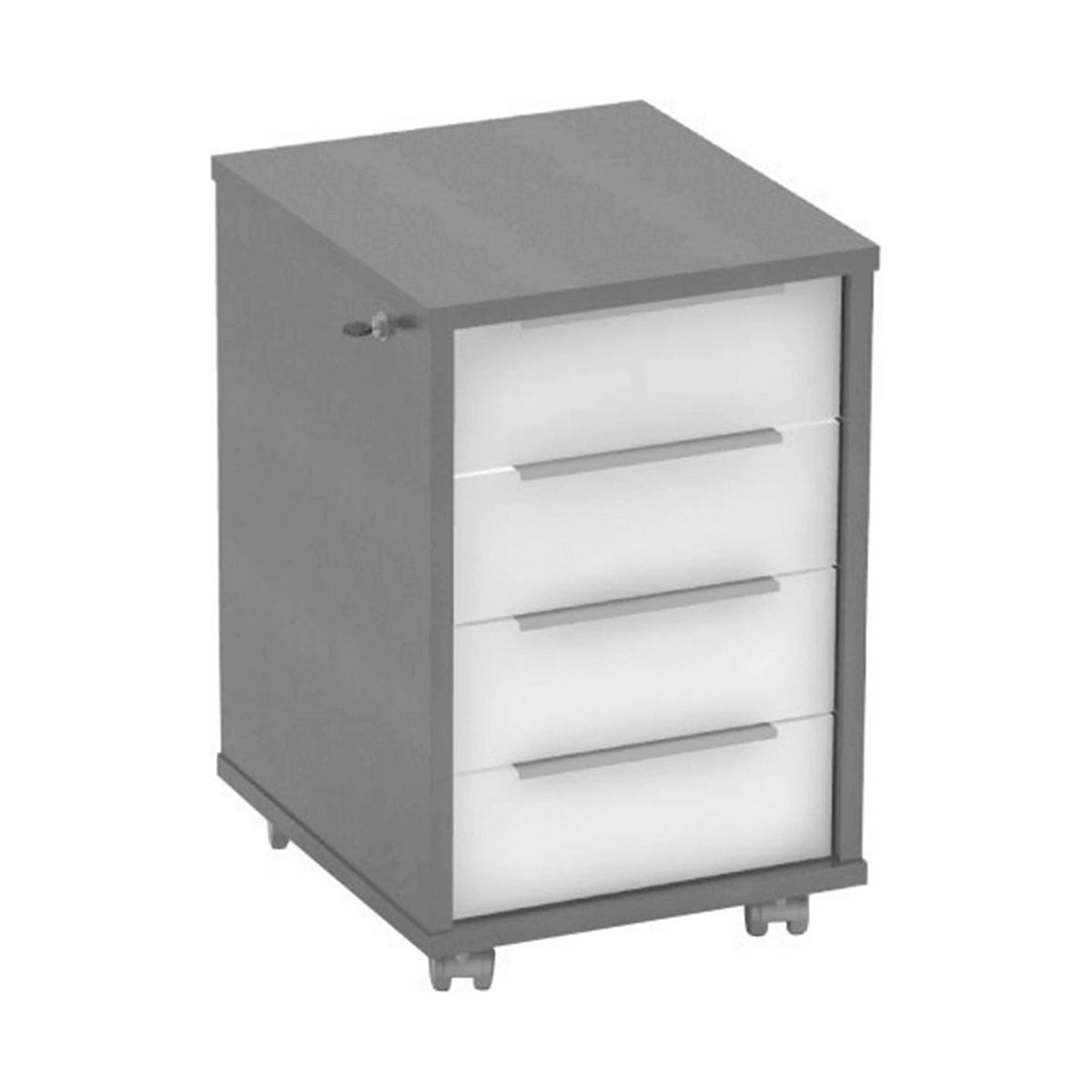 Comoda RIOMA NEW TYP 30, gri grafit/alb, PAL laminat/metal, 43x48x67 cm
