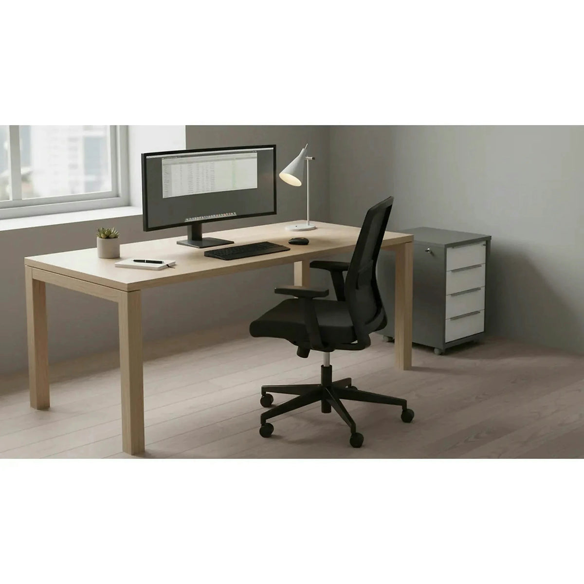 Comoda RIOMA NEW TYP 30, gri grafit/alb, PAL laminat/metal, 43x48x67 cm