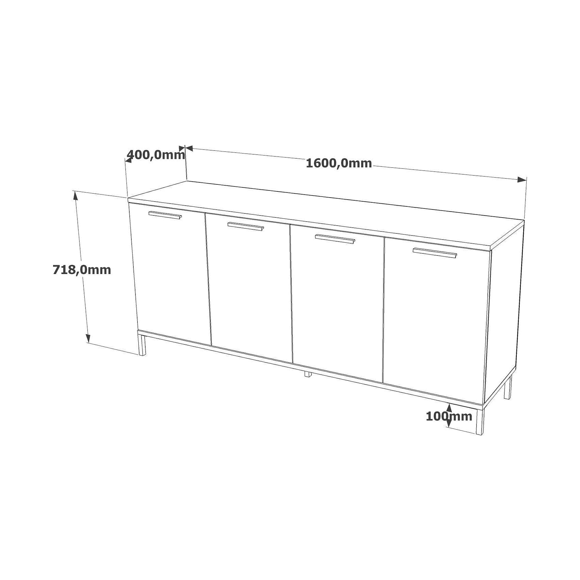 Comoda RL4-AA, gri/stejar, PAL melaminat, 160x40x72 cm