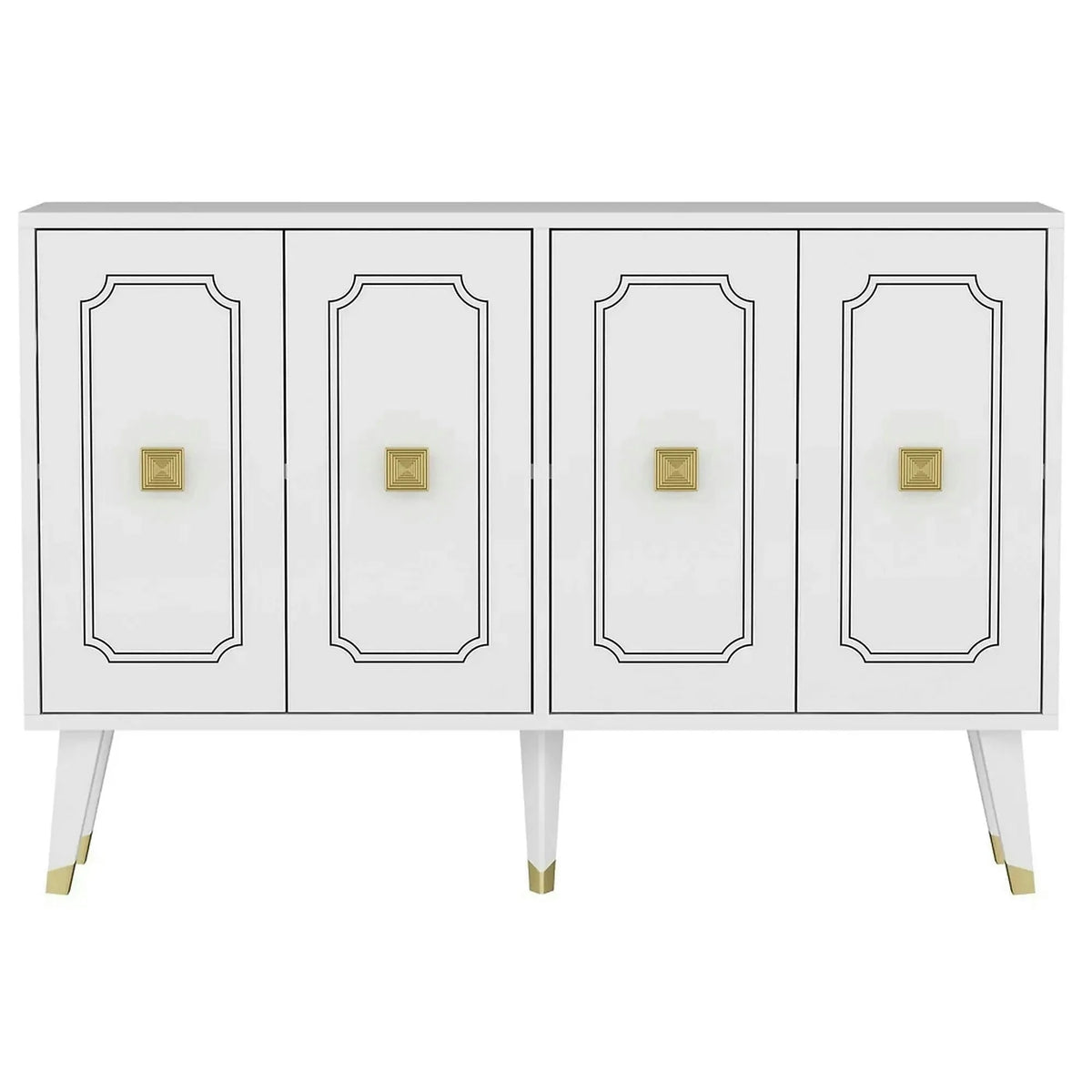Comoda ROLAND, alb/auriu, PAL melaminat, 120x30x80 cm