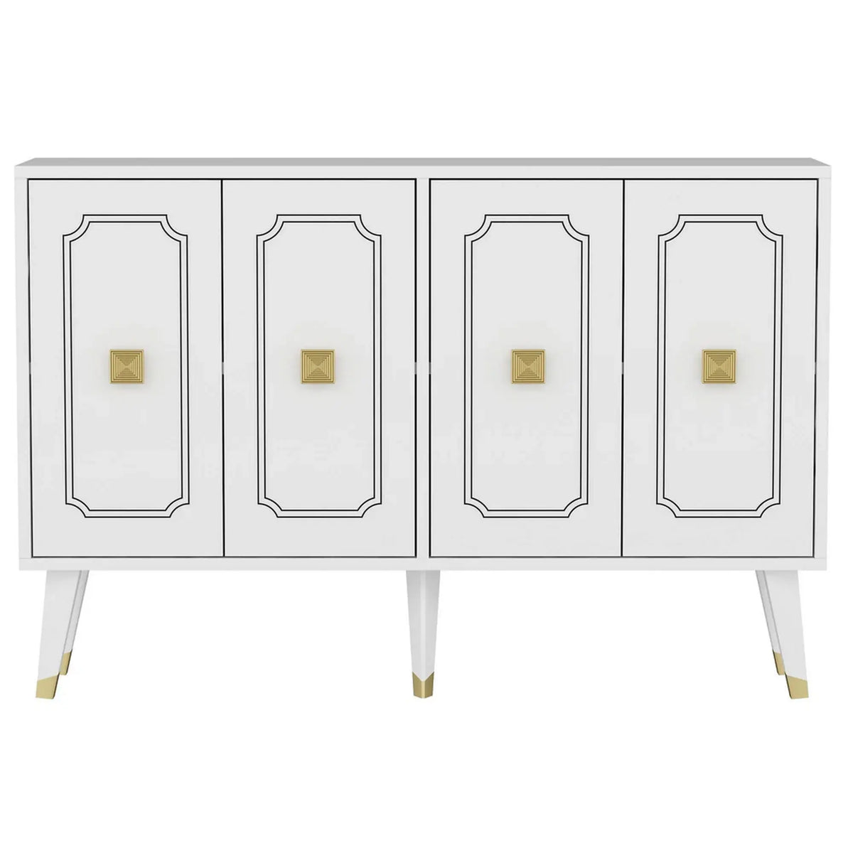 Comoda ROLAND, alb/auriu, PAL melaminat, 120x30x80 cm