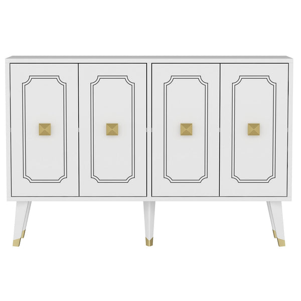 Comoda ROLAND, alb/auriu, PAL melaminat, 120x30x80 cm