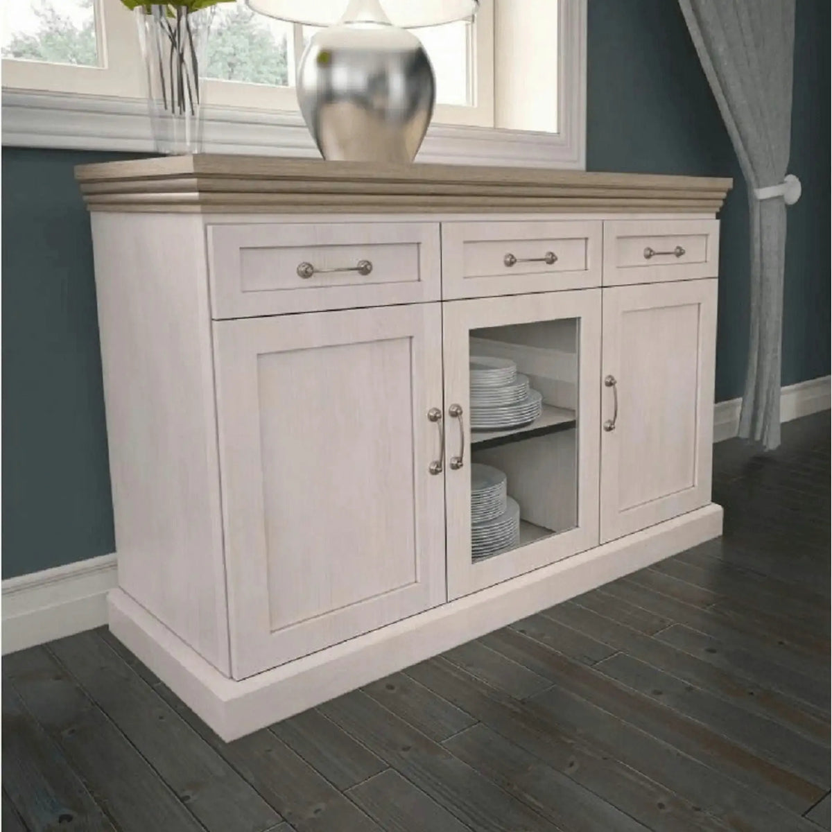 Comoda ROYAL K1S, pin nordic/stejar salbatic, PAL melaminat, 127x46x98 cm