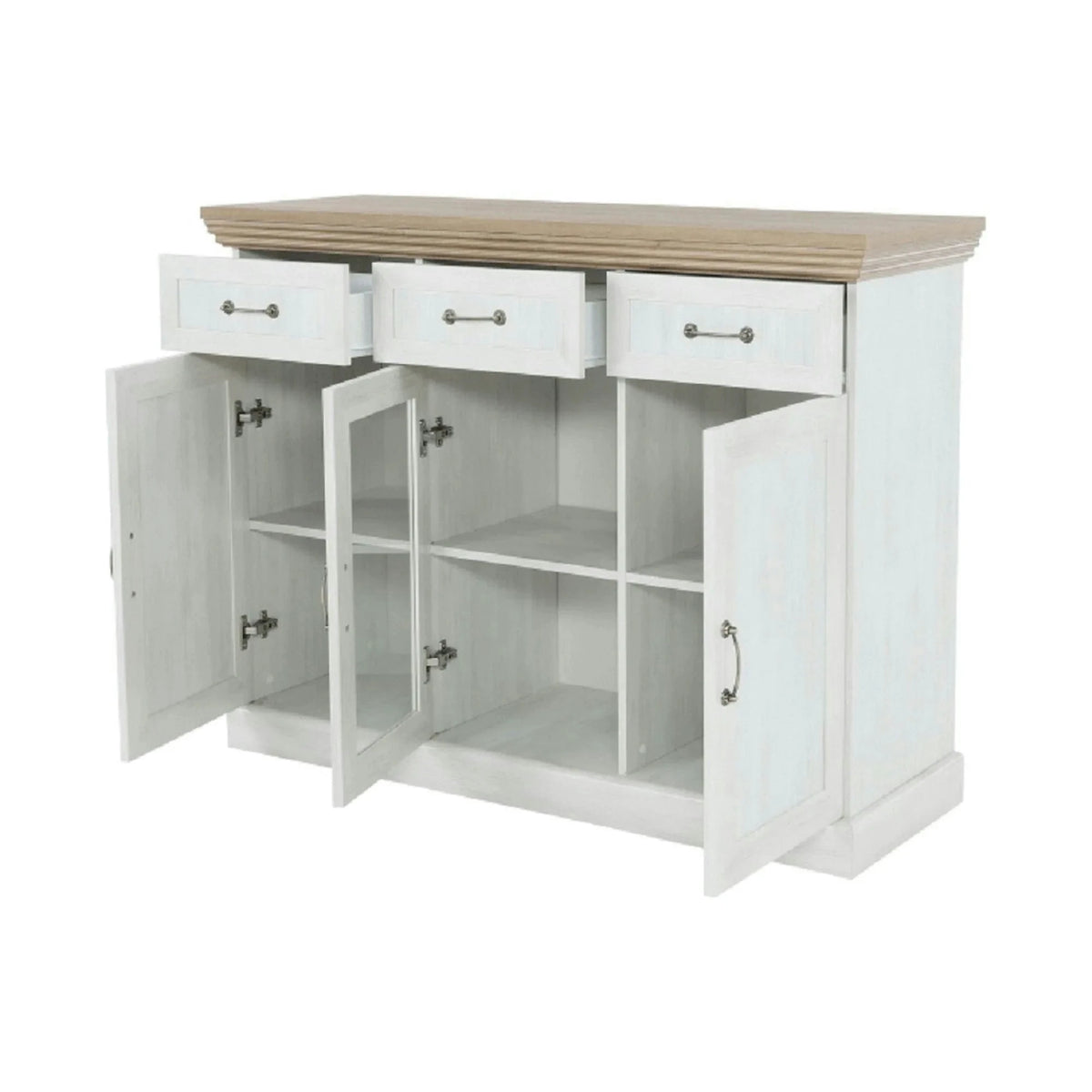 Comoda ROYAL K1S, pin nordic/stejar salbatic, PAL melaminat, 127x46x98 cm