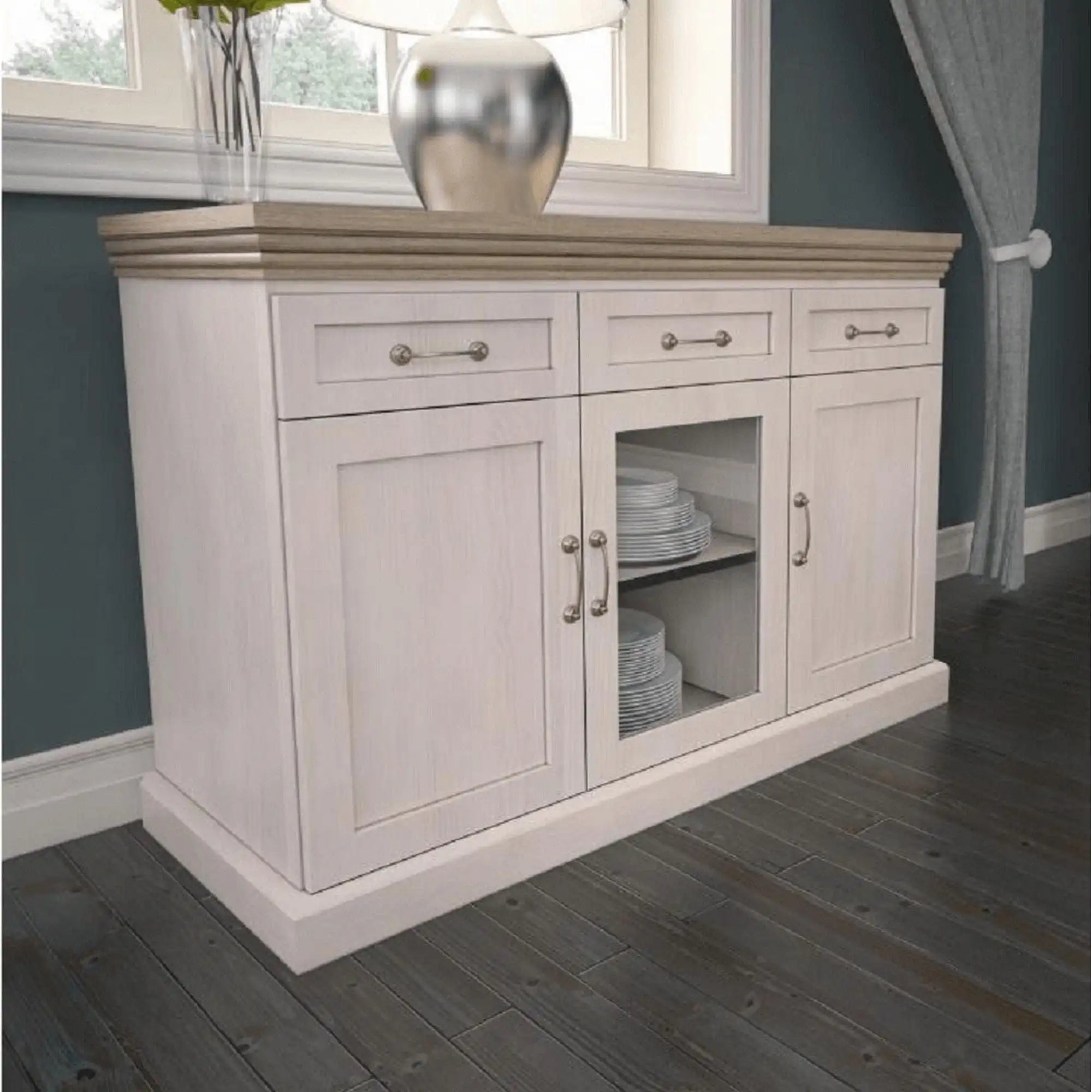 Comoda ROYAL K1S, pin nordic/stejar salbatic, PAL melaminat, 127x46x98 cm