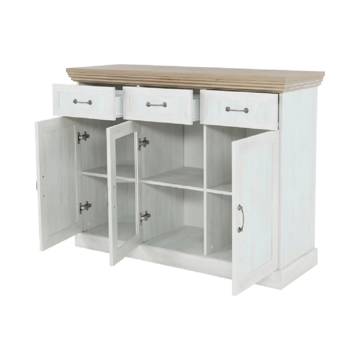 Comoda ROYAL K1S, pin nordic/stejar salbatic, PAL melaminat, 127x46x98 cm