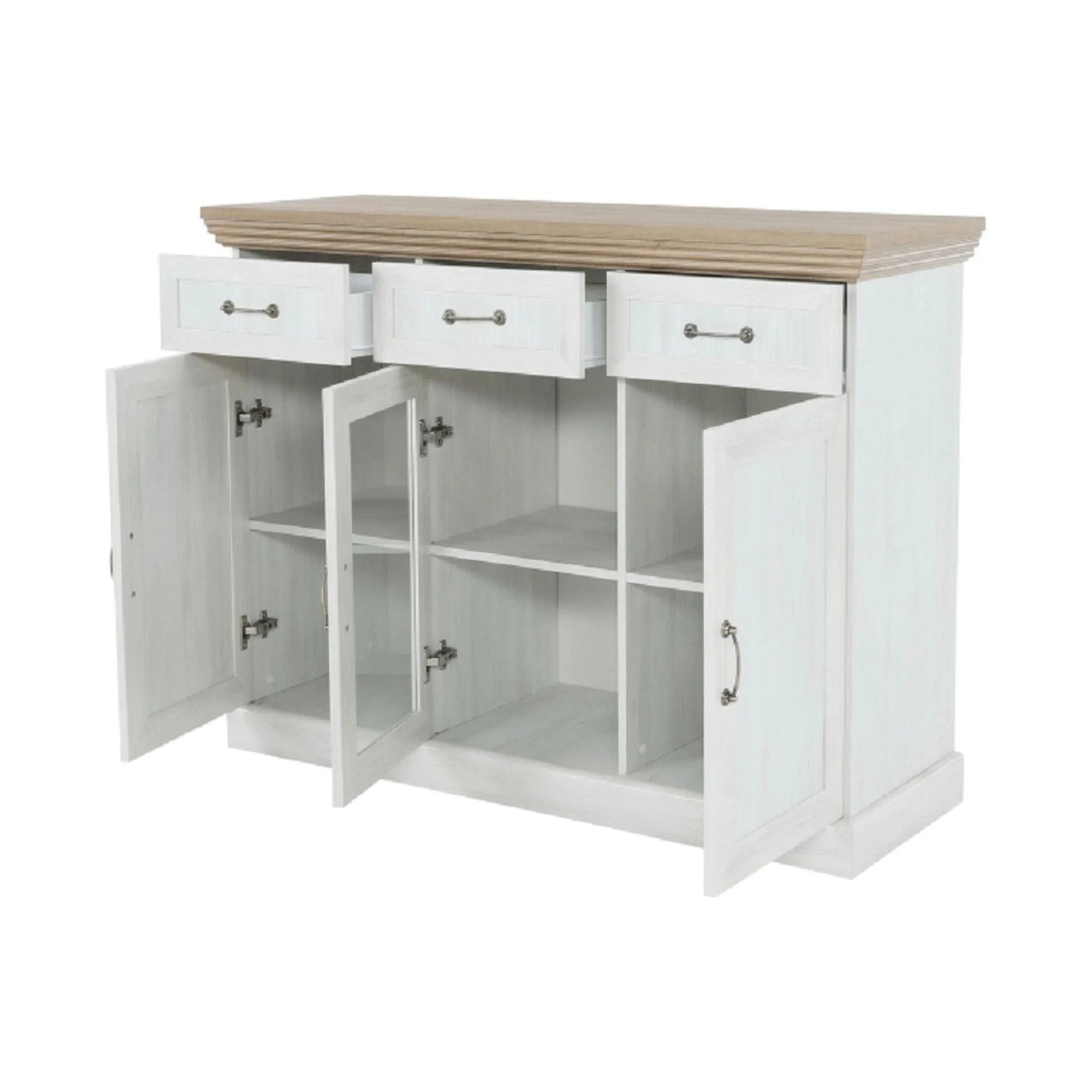 Comoda ROYAL K1S, pin nordic/stejar salbatic, PAL melaminat, 127x46x98 cm