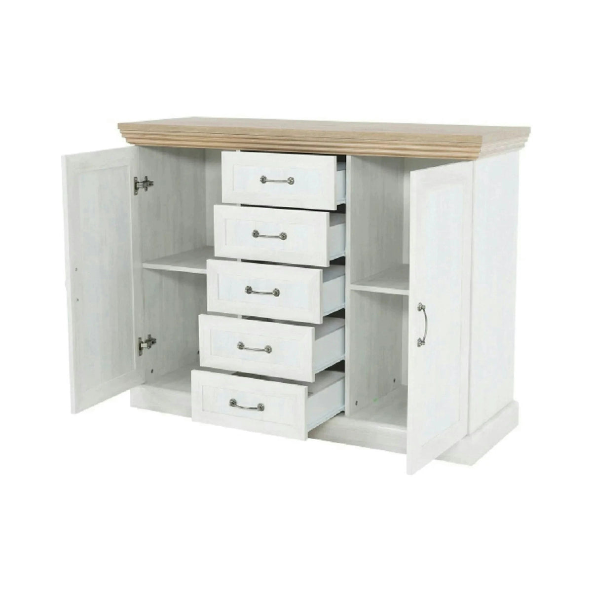 Comoda ROYAL K2D, PAL, pin nordic/stejar sălbatic, 127x46X98 cm