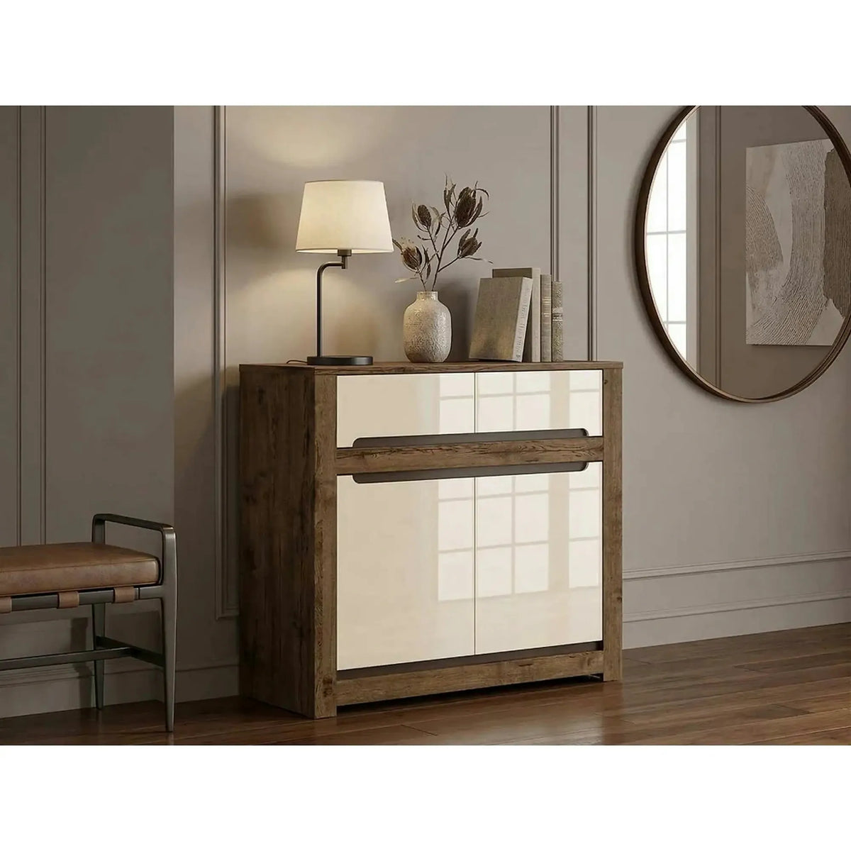 Comoda RUSO KOM2D2S, nuc/bej, PAL, 104x46x99 cm