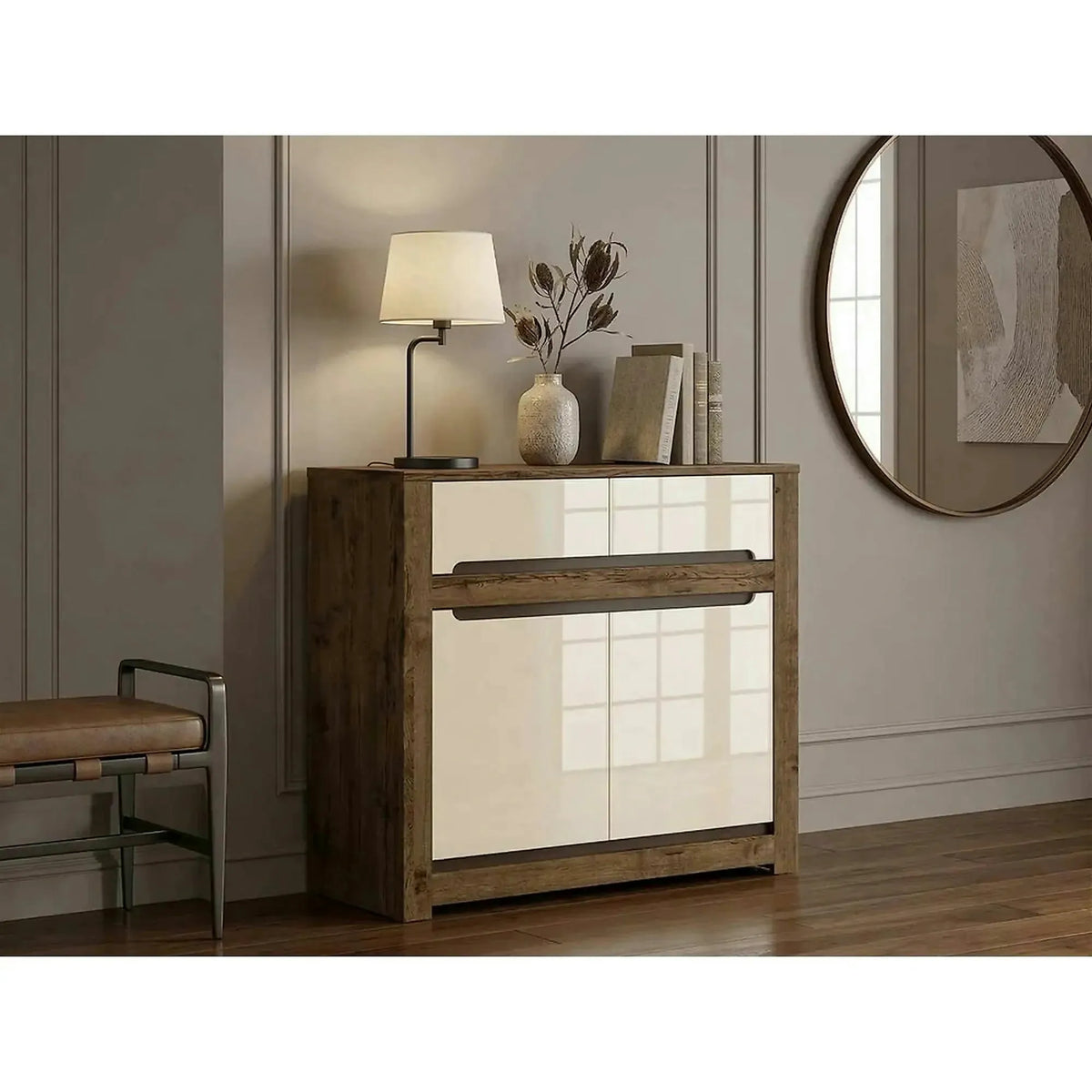 Comoda RUSO KOM2D2S, nuc/bej, PAL, 104x46x99 cm