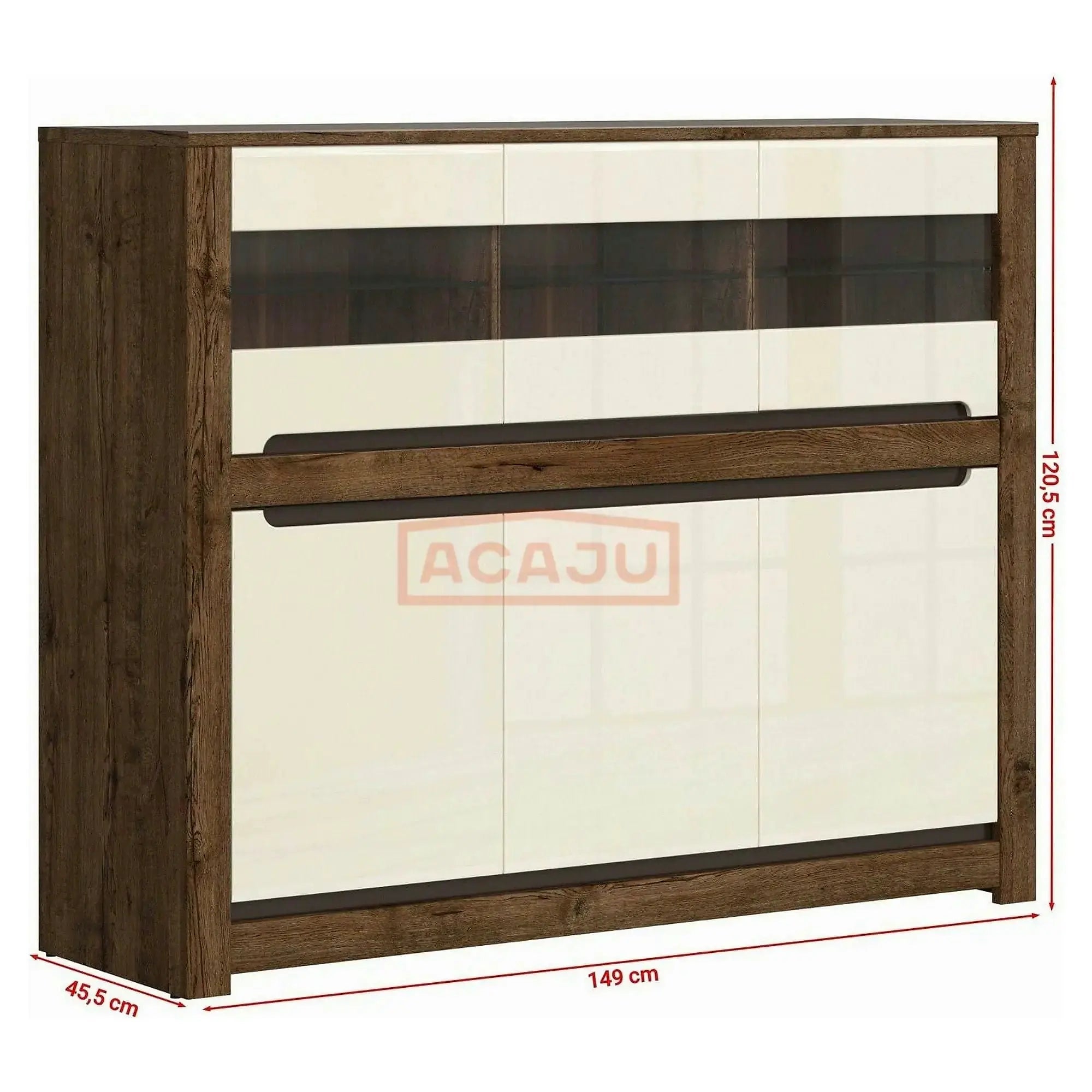 Comoda RUSO KOM3W3D, nuc/bej, PAL, 149x46x121 cm