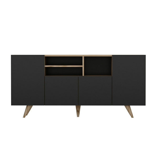 Comoda SANSA, negru/nuc, PAL melaminat, 160x45x72 cm