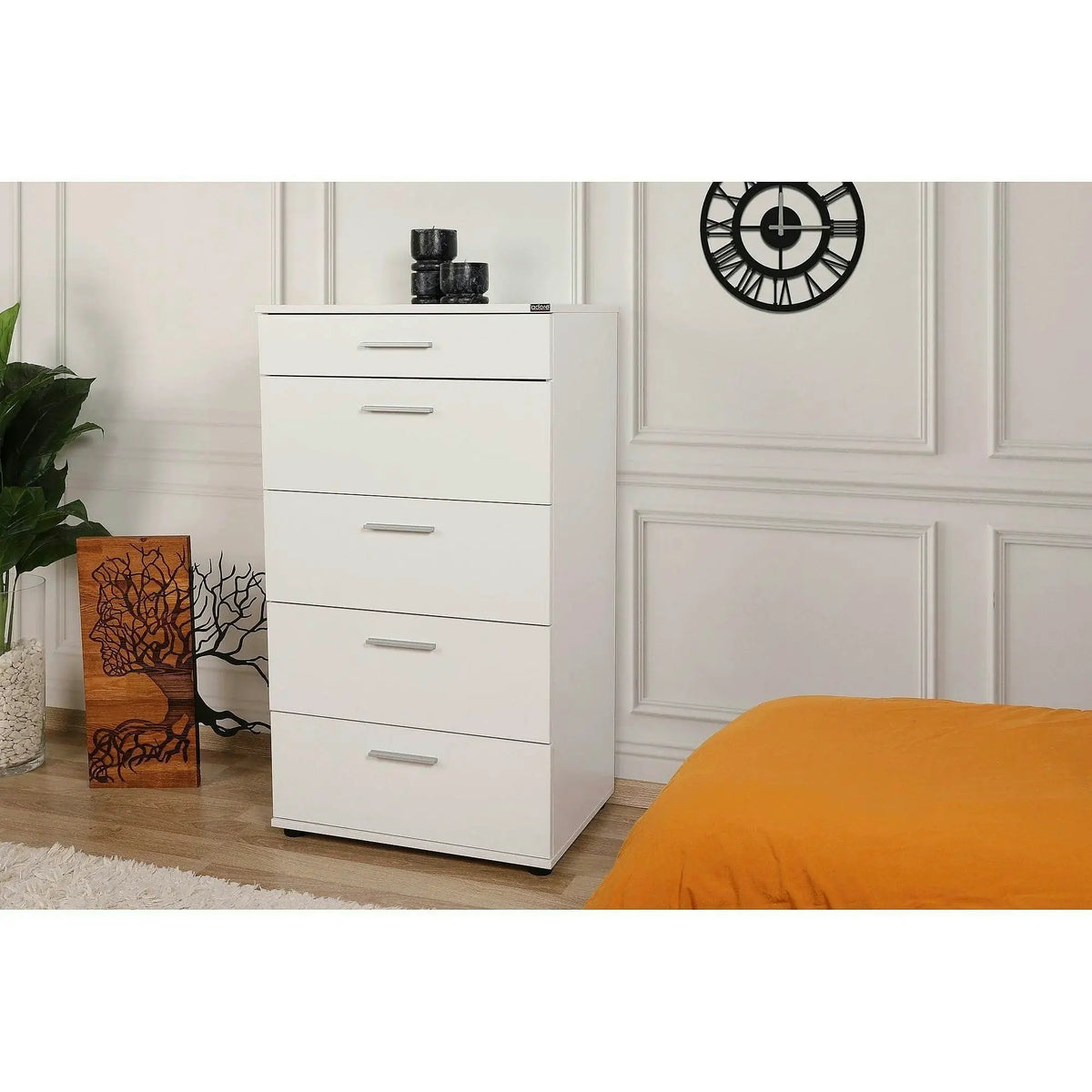 Comoda SFN-550-BB-1, alb, PAL melaminat, 60x44x108 cm