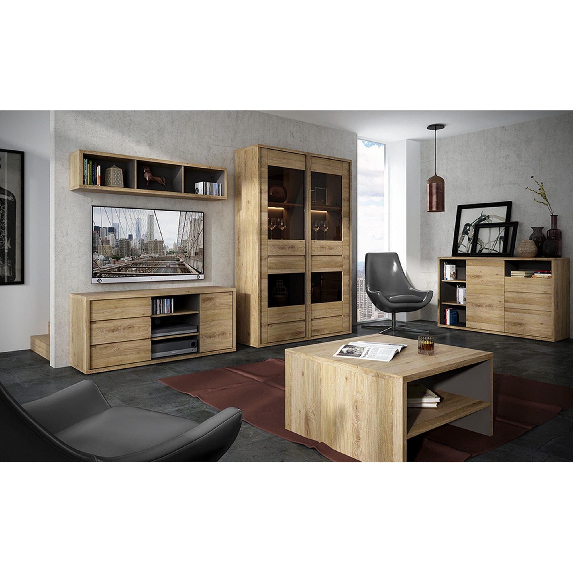 Comoda SHELDON TIP 43, stejar, PAL laminat, 136x40x87 cm