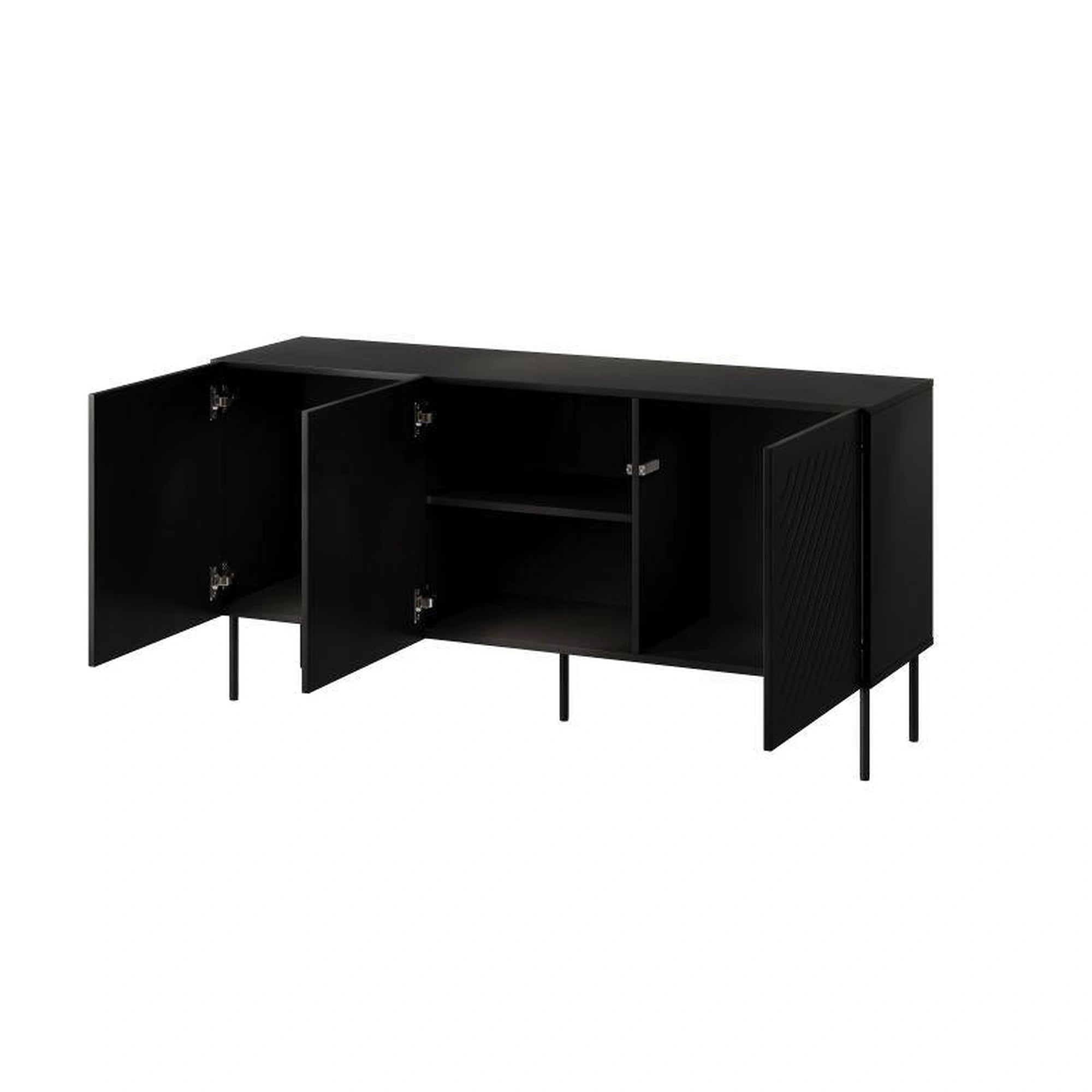 Comoda SIENA, negru, PAL laminat/metal, 151x40x75 cm