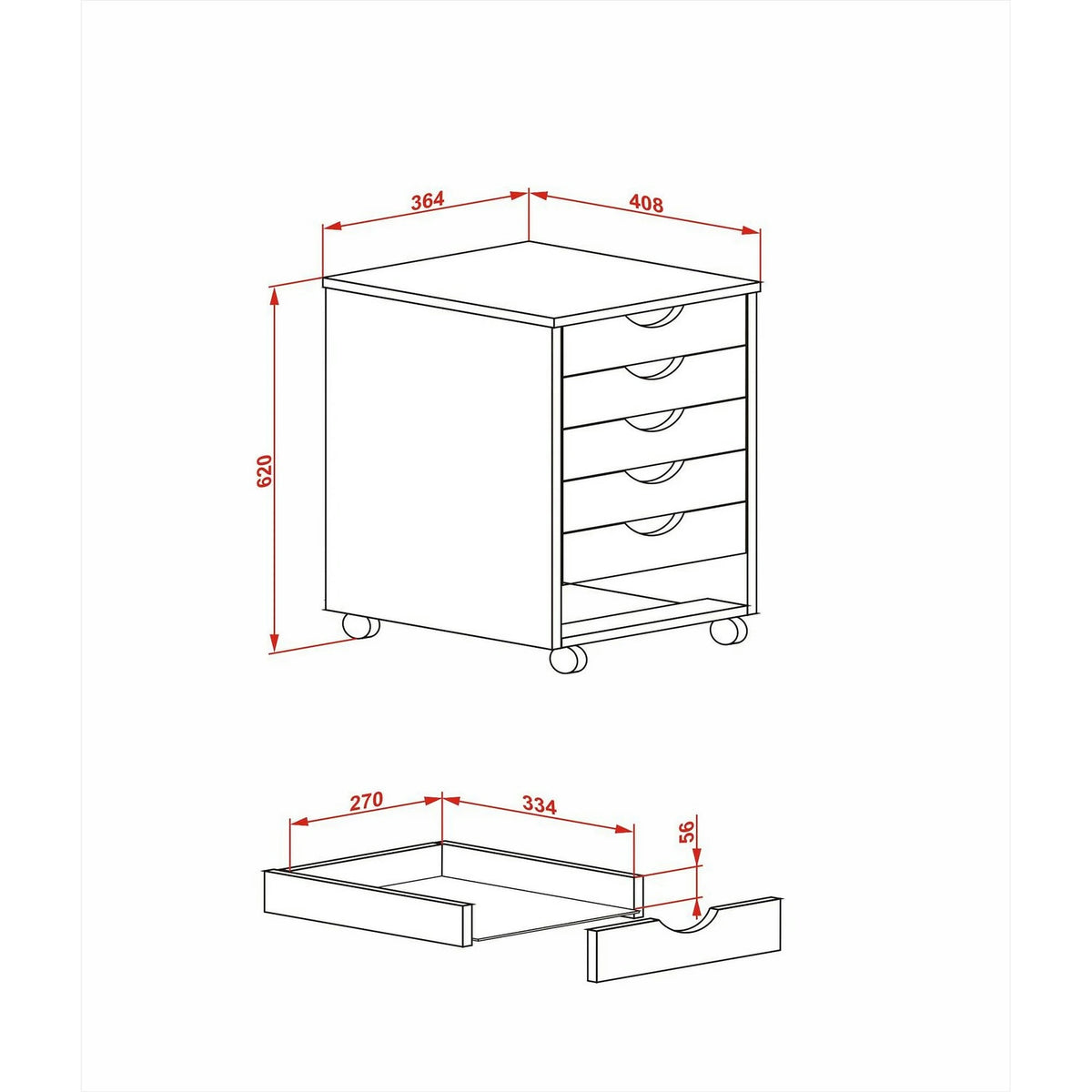Comoda SIMON 2, alb, PAL/plastic, 37x41x63 cm