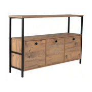 Comoda SOLACE, pin atlantic/negru, PAL/metal, 120x30x77 cm