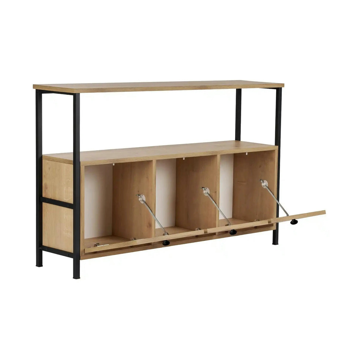 Comoda SOLACE, stejar/negru, PAL/metal, 120x30x77 cm