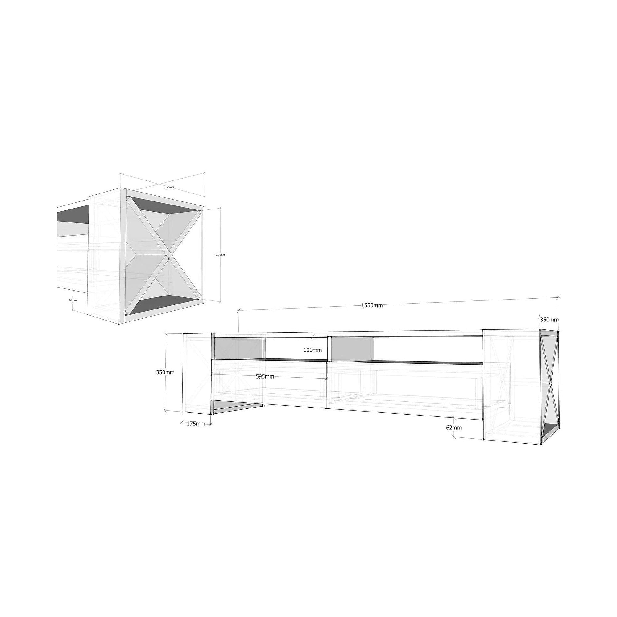 Comoda Sosruko, nuc, PAL melaminat, 155x35x35 cm