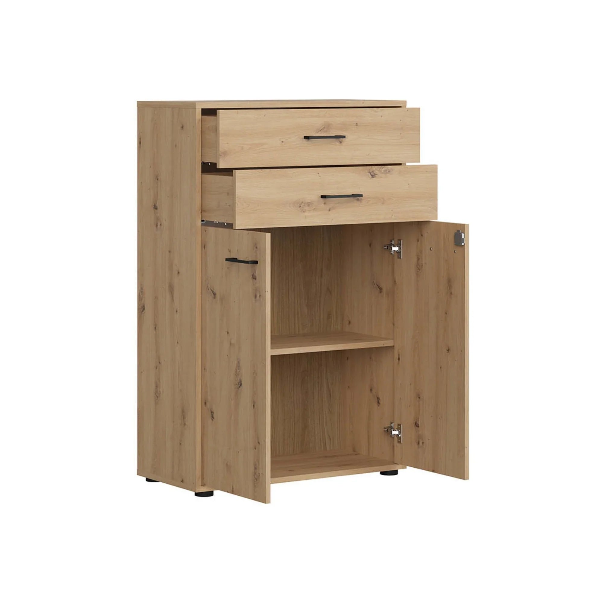 Comoda SPACE OFFICE, stejar artisan, PAL laminat, 80x37x122 cm