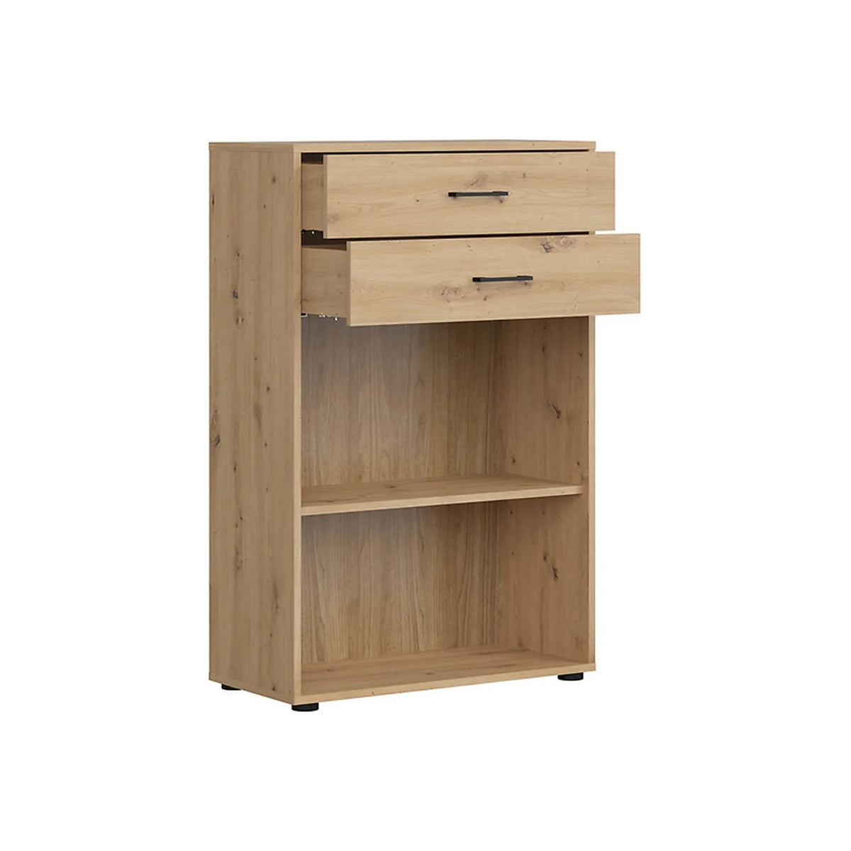 Comoda SPACE OFFICE, stejar artisan, PAL laminat, cu 2 sertare, 80x37x122 cm