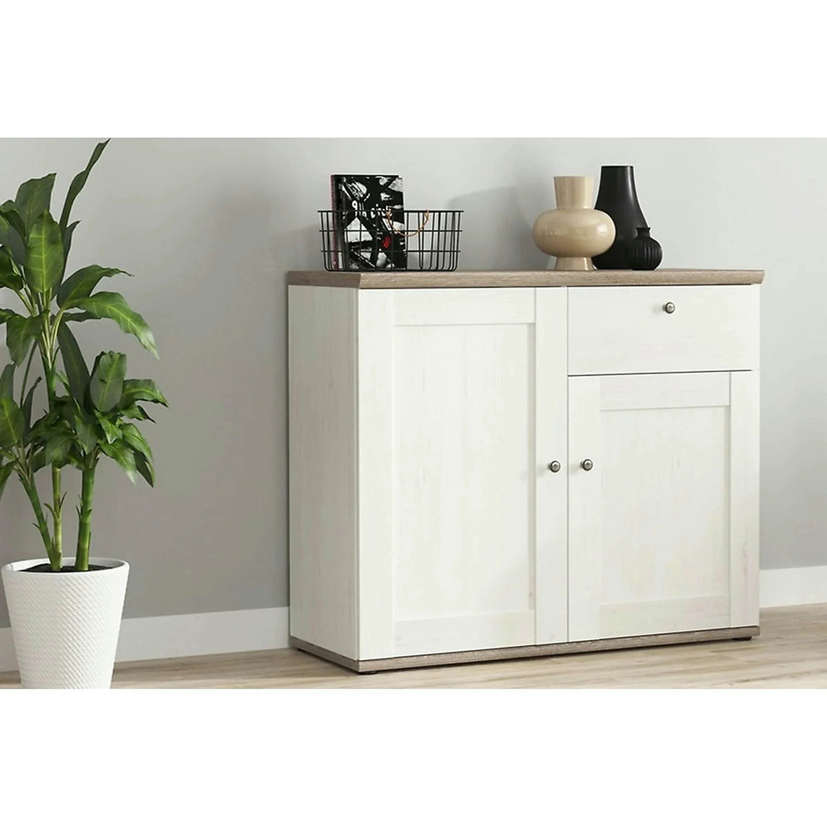 Comoda STOCKHOLM, alb andersen/stejar sonoma, PAL, 103x43x88 cm