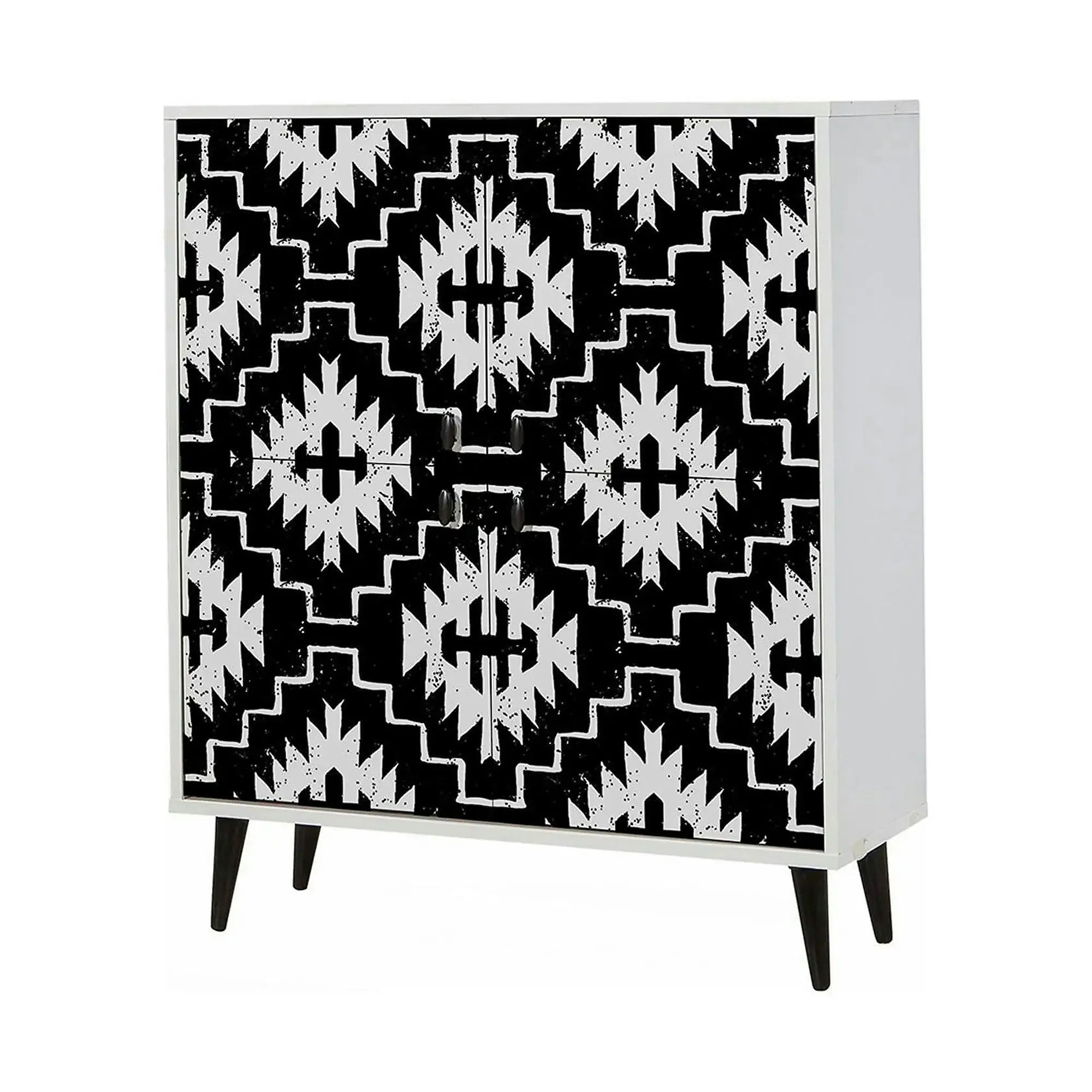 Comoda Swan, alb/negru, PAL melaminat, 95x36x111 cm