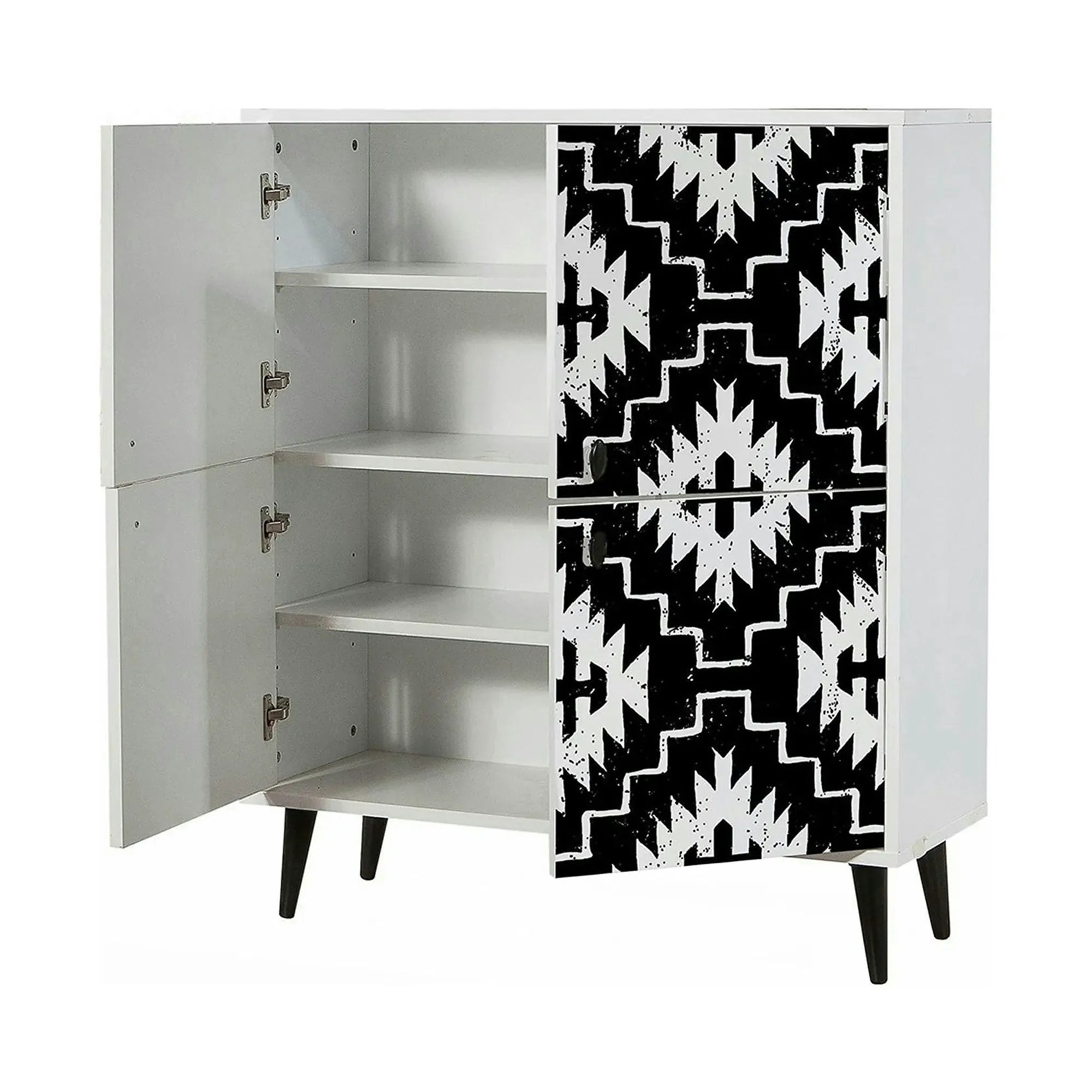 Comoda Swan, alb/negru, PAL melaminat, 95x36x111 cm