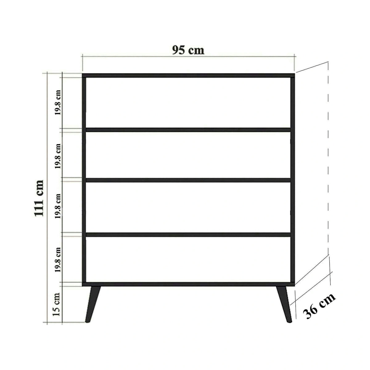 Comoda Swan, alb/negru, PAL melaminat, 95x36x111 cm