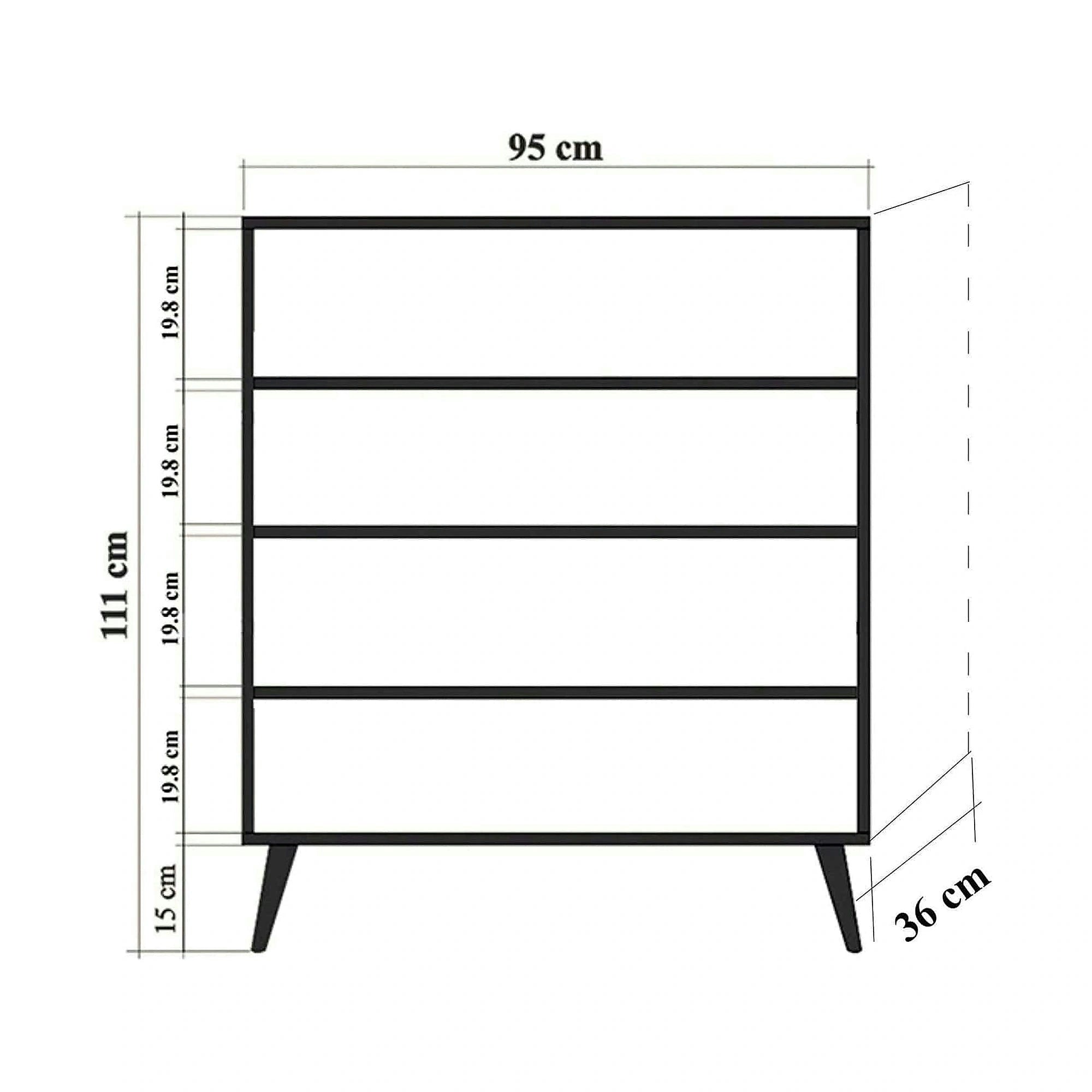 Comoda Swan, alb/negru, PAL melaminat, 95x36x111 cm