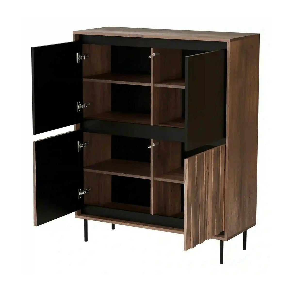 Comoda SWING KM-2, nuc/negru, PAL laminat/metal, 102x40x128 cm