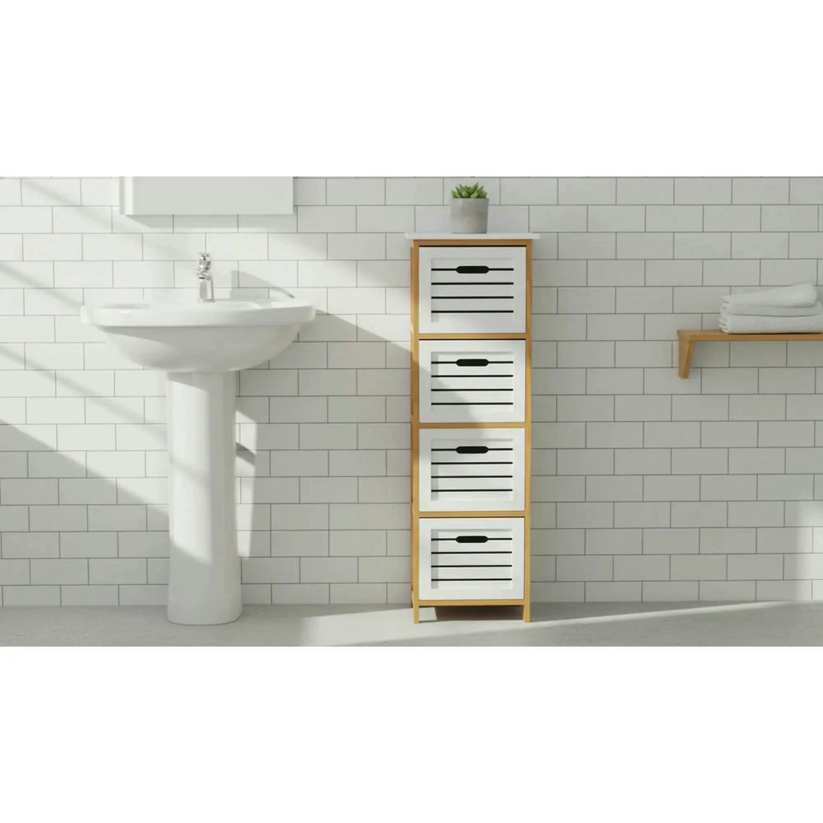Comoda TALAS, alb/stejar natural, 32x30x109 cm
