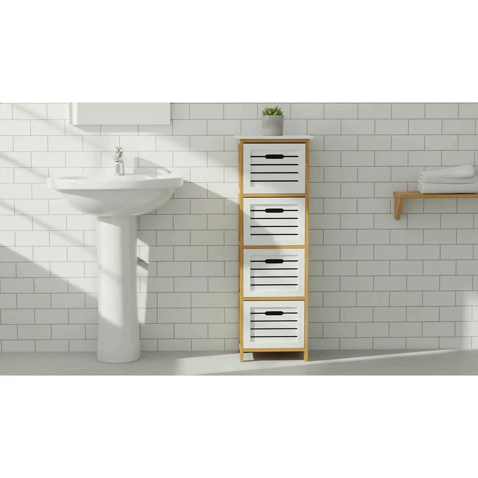 Comoda TALAS, alb/stejar natural, 32x30x109 cm