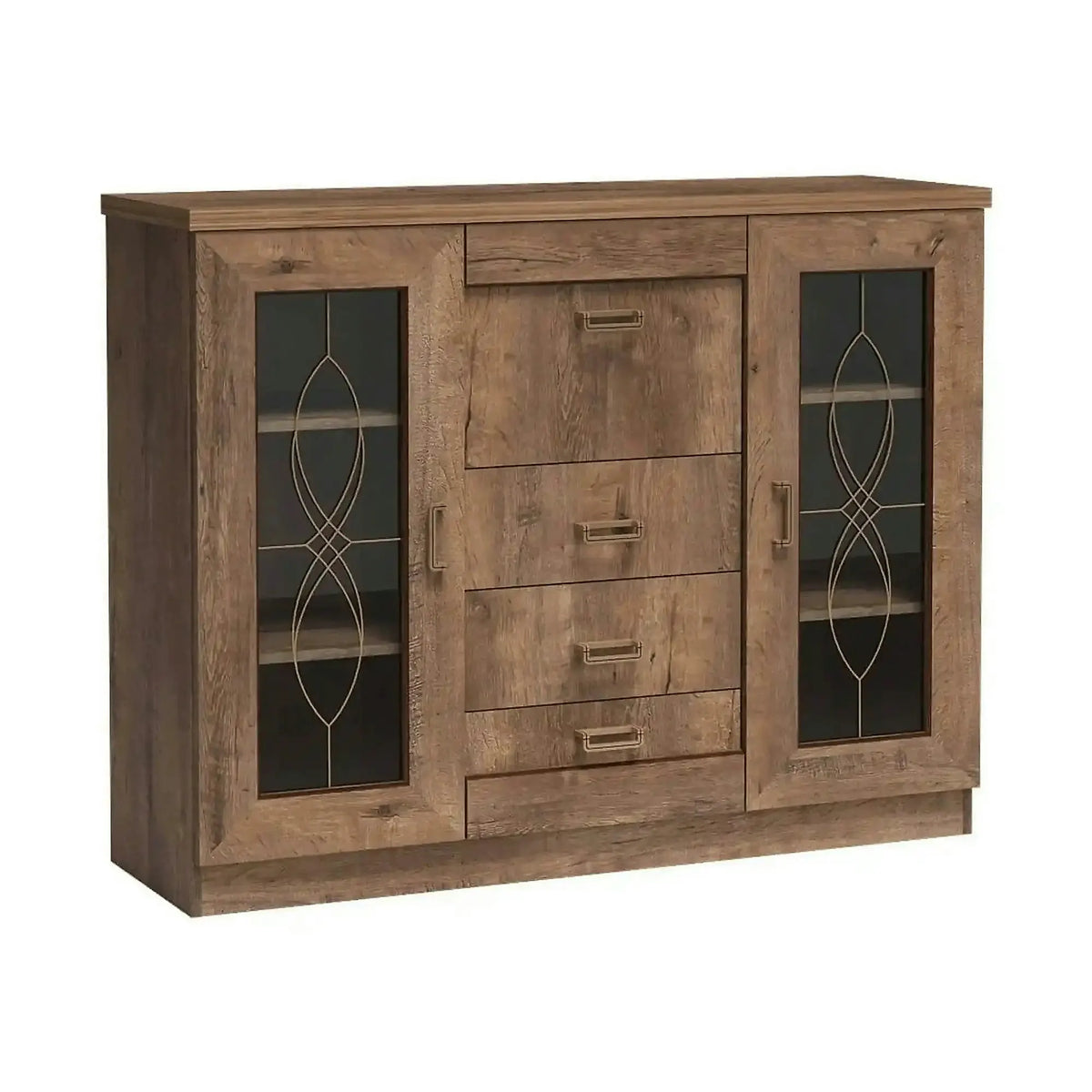 Comoda TEDY TYP T14, stejar lefkas, PAL melaminat, 140x44x109.5 cm