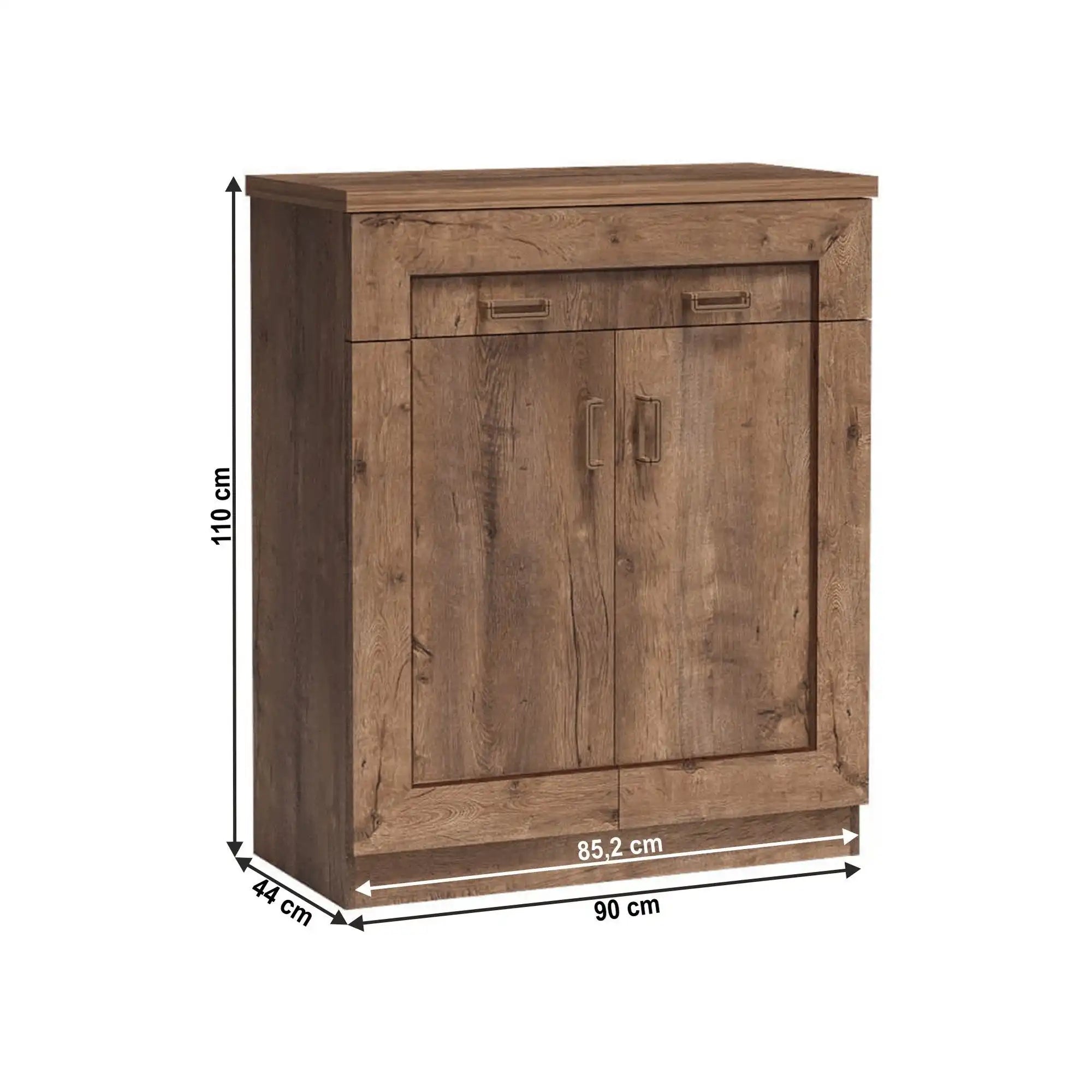 Comoda TEDY TYP T2, stejar lefkas, PAL melaminat, 90x44x110 cm