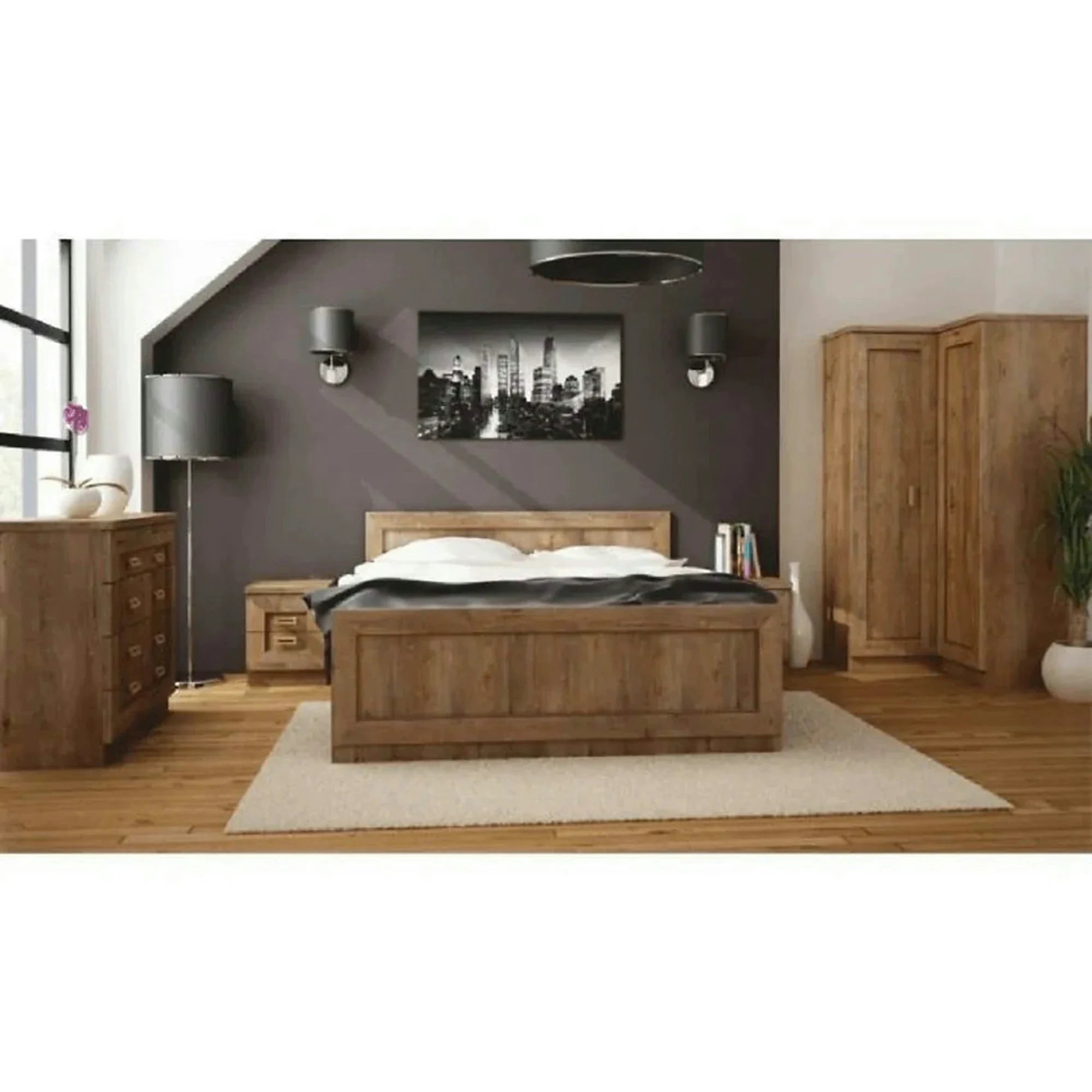 Comoda TEDY TYP T6, stejar lefkas, PAL melaminat, 140x44x90 cm