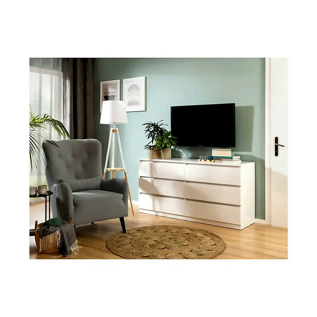 Comoda TETRIX, alb lucios, PAL, 150x45x76 cm