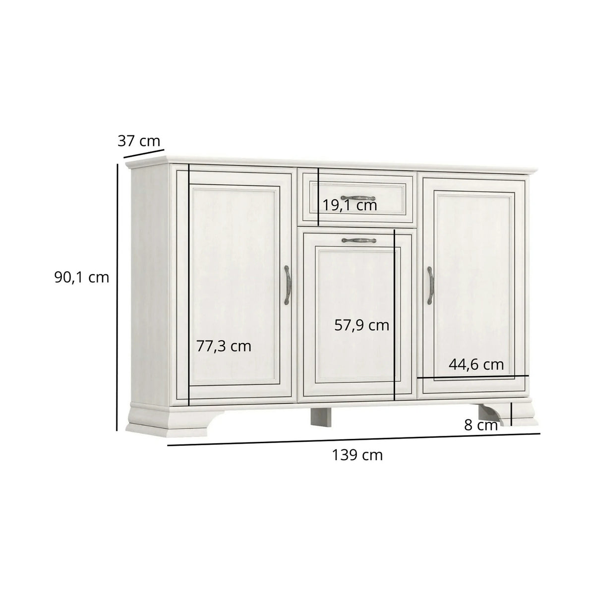 Mobilier sufragerie clasic TIFFANY II-5, grej, PAL laminat, 4 piese