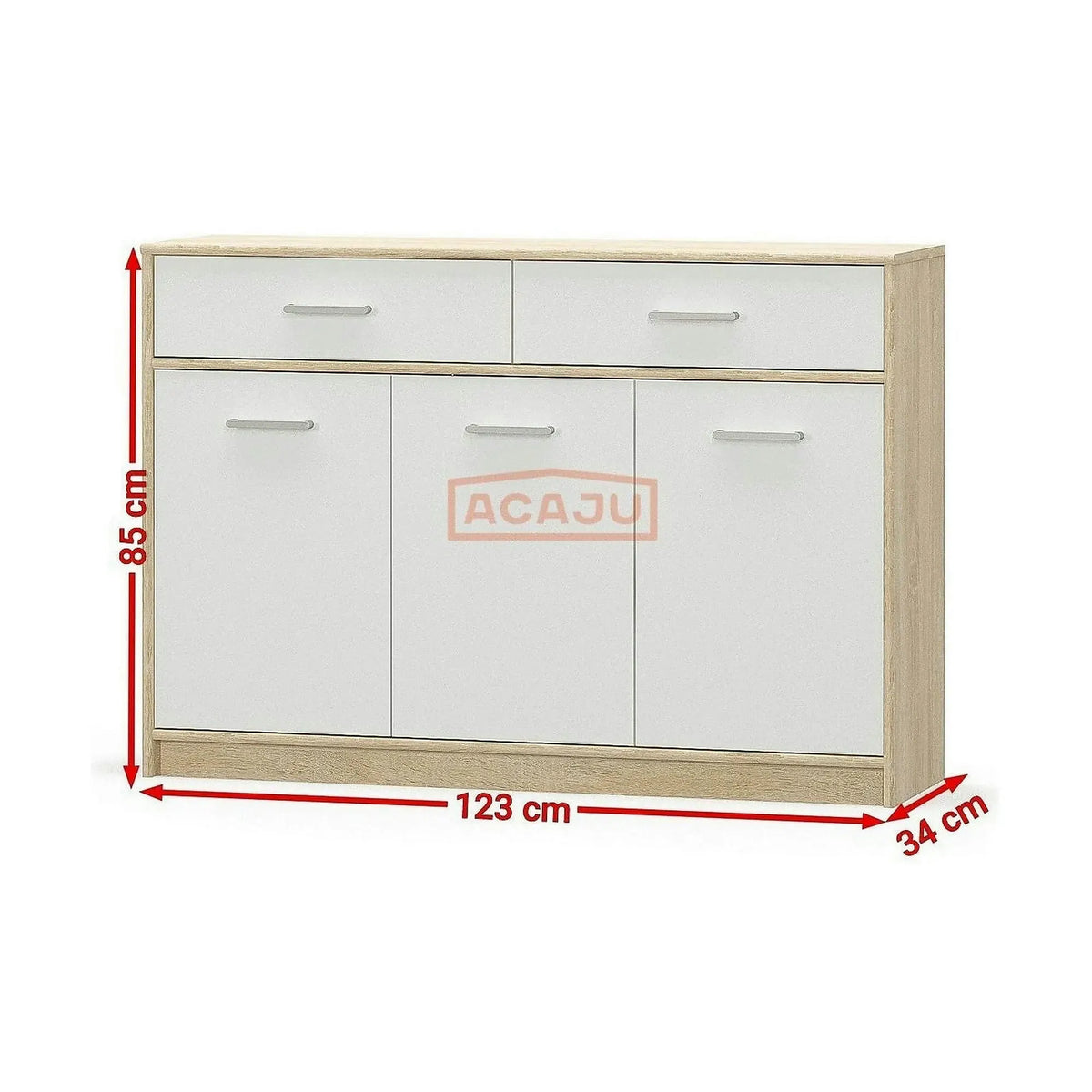 Comoda TIPS, stejar sonoma/alb, PAL laminat, 123x34x85 cm